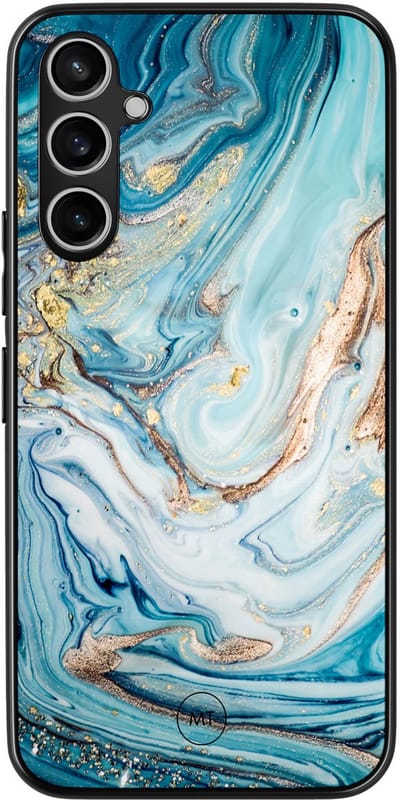 Hoesje geschikt voor Samsung Galaxy A54 - Marmer blauw goud - TPU Hard Case Backcover - Blauw - Mooie Telefoonhoesjes