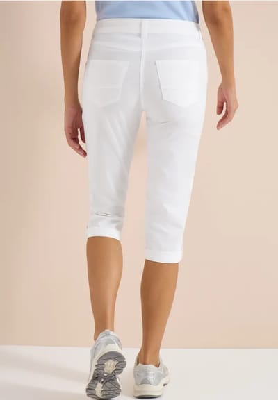 3/4 Mid Waist Slim Legs broek met omslag