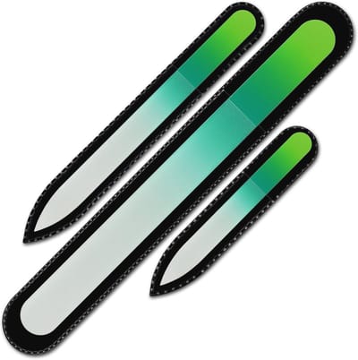 Set van 3 glazen nagelvijlen in fluwelen zakje - regenboogkleuren - levenslange garantie - handgemaakt in Tsjechië