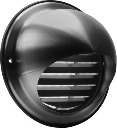 RVS buitenrooster bol model fijnmazig gaas Ø160mm