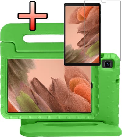 Hoes - Geschikt voor Samsung Galaxy Tab A7 Lite - Met Screenprotector - Kinderhoes Shockproof Bumper - Kidsproof Case - Tablet Hoesje - Kinder Cover - Groen