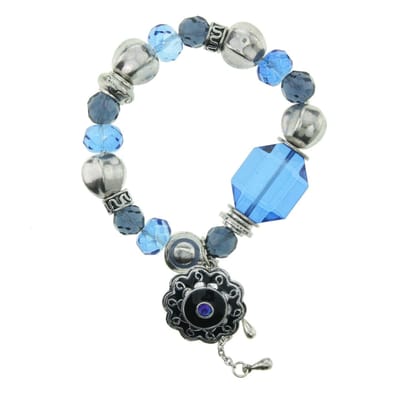 Behave - Rekarmband Fien blauw - sierlijke hanger bloemlook