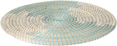 Secret de Gourmet Placemat rond riet set van 2 - Dia 35 cm - Onderlegger - mint groen met naturel