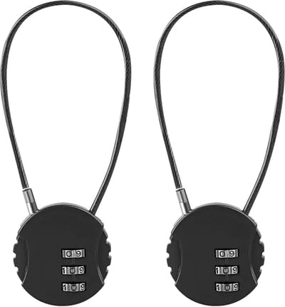 2 Pack Combinatieslot 3-Cijferig Buiten - Waterdicht Hangslot - Locker Lock - Gym Lock - Mini Wire Rope Combinatiehangslot - Codeslot voor Hek, Gereedschapskist, Poort - Zwart