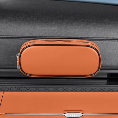 Dailygoods - Lederen zonnebrilhouder voor auto, zachte zonnebril zaktas met magnetische sticker, draagbare zonnebril met rits, brillenopbergorganizer voor op reis (oranje)