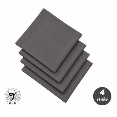 Tavas Servetten - 30 x 30 cm - Set van 4 stuks - Grafietgrijze - Katoen