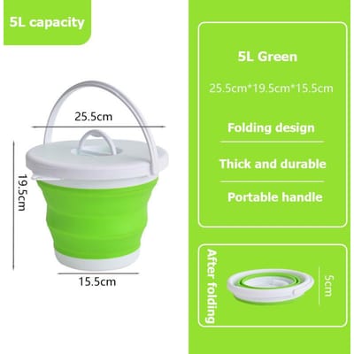Draagbare Opvouwbare Emmer Met Deksel 5L Silicone Plastic Intrekbare Wateremmer voor Autowas Outdoor Vissen Kamperen Thuis Schoonmaken CHINA