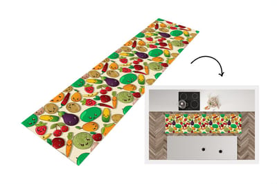 Keukenloper - Loper keuken - Kawaii - Patronen - Groente - Fruit - 200x50 cm - Keukenloper vinyl