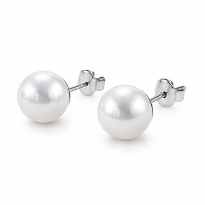 Behave Parel Oorstekers Dames 8 mm – Glasparels – Klassieke Oorbellen – Wit – Nikkelvrij – Cadeau voor haar