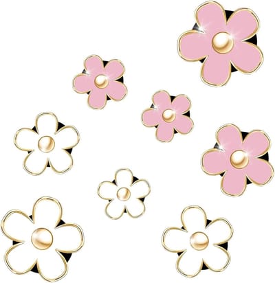 Luchtinlaatclips met madeliefjesbloem - 8 stuks, roze en wit - Auto airconditioningclip met kleurrijke bloem