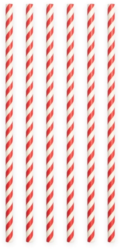 40 Papieren Rietjes Gestreept Rood - 6mm x 197mm - Set van 2 Pakjes (40 stuks) - Themafeest, kerst & oer-Hollandse feestversiering