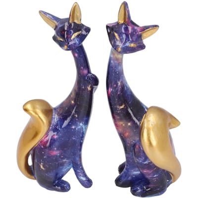 2 stuks Kattenbeeld Hars Schattig Mooi Veelkleurig Kattenbeeldje voor Huis Desktop Decoratie KY187