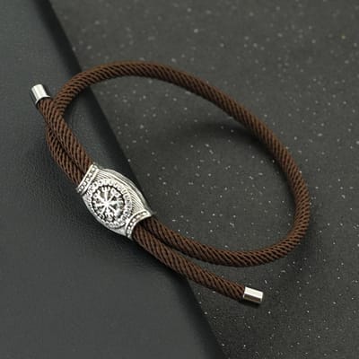 Retro Heren Viking Armband Handgemaakt Verstelbaar Touw Armband Casual Accessoires Cadeau Voor Hem Pulseras Para Hombre Stof Armband bruin