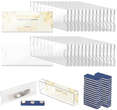 Magnetische naambadges 75 x 32 mm - Transparant Kunststof met Sterke Magneet (30 stuks)