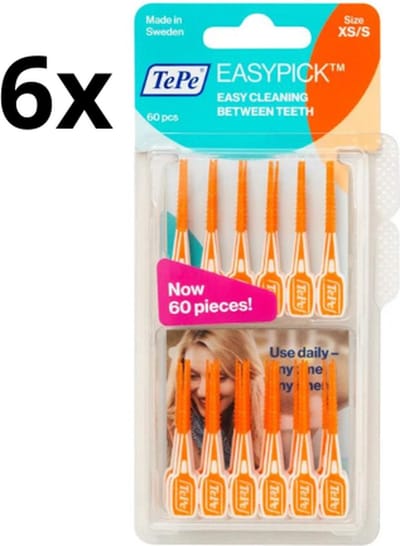 TePe Easypick XS/S - Oranje - 6 x 60 stuks - Voordeelverpakking