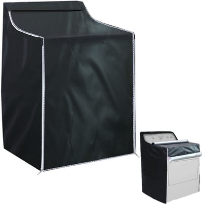 Wasmachine Beschermhoes - 210d Oxford Stoffen - Wasmachine Hoes - Wasmachine Beschermer - Waterdicht, Zonwerend En Stofdicht - Wasmachine Overtrek - Stof- En Anti-Verouderingshoes - 75 X 73 X 110 Cm - Zwart