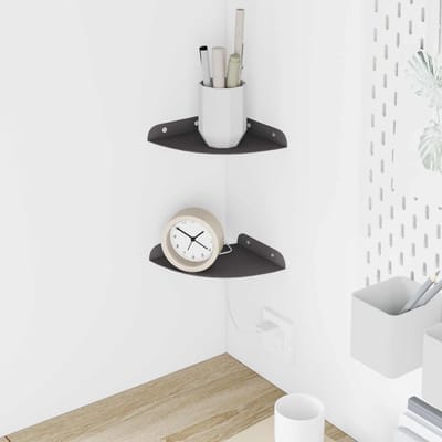 vidaXL - Hoek - Plank - 2 - st - Zwart - 15 - x - 15 - x - 2 - cm
