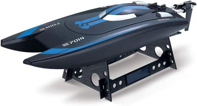 RC Racestatamaran Boot - RC Motorboot Afstandsbestuurbare Boot - Watersport Plezier - Bijna Onzinkbaar Ontwerp - 350mm - Blauw