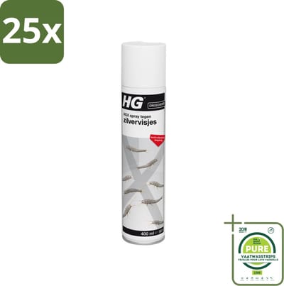 25 x HG X Tegen Zilvervisjes 400 ml - Grootverpakking - Zilvervisjes Bestrijden - Zilvervisjes Spray - Insectenbestrijding - HGX Spray - Ongediertebestrijding