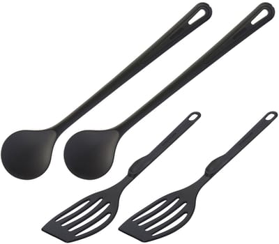 Westmark Set van 4 keukenhulpjes, 2 bakspatels en 2 roerlepels, hoogwaardig kunststof, Gentle en Flonal, zwart, 203522E6