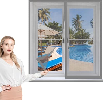 Muggenraam Hor - Insectenhor Raam - Frisse Lucht Binnen - Automatisch Sluitend - 60 x 185 cm - Grijs