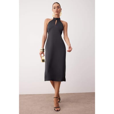 Unifarben midi mouwloze cocktailjurk voor dames