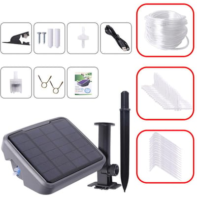 Système d'irrigation solaire Kits d'irrigation goutte à goutte automatiques avec 15 goutteurs Dispositif d'arrosage pour Type B gray