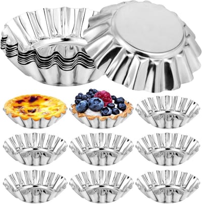 Mini Taartvormpjes RVS - 20 Stuks | 3 Inch Ronde Bakvormpjes voor Quiche en Pasteitjes
