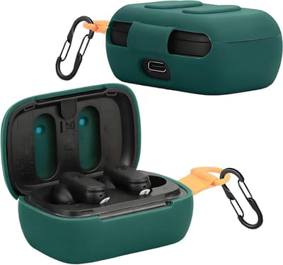 Hoofdbescherming voor Skullcandy Dime 3 Hoofdtelefoon - Zachte Siliconen Oplaadcase met Sleutelhanger, Schokbestendig en Ultra Dun - Groen