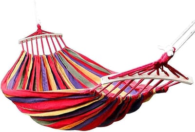 Outdoor Camping Hangmat - Draagbare Hangmat - Ontspannen in de natuur - Met spreidstok - 80x190cm - Regenboog