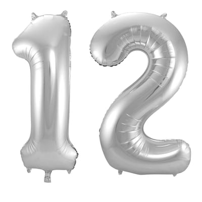 Folat Verjaardag Leeftijd folieballonnen - 12 jaar - zilver - 86 cm - cijferballon groot
