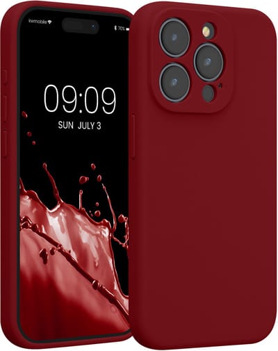 kwmobile telefoonhoesje geschikt voor Apple iPhone 15 Pro - TPU backcover met siliconen coating - Smartphone case in rabarber rood