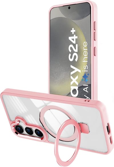 Hoesje Geschikt voor Samsung Galaxy S24 Plus hoesje - met Magnetisch Ringhouder - Arara backcover - licht Roze