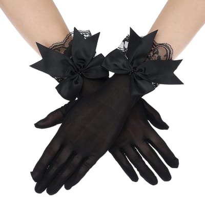 Dailygoods - Elegante Kanten Net-handschoenen voor Dames - Korte Zwarte Bruidshandschoenen