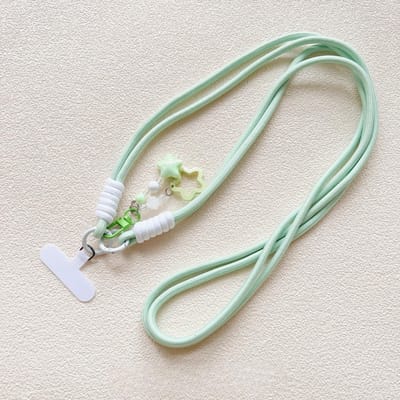 Uniek Ster Bedel Lanyard - Handgemaakte Gevlochten Korte Riem met Clip, Past op Telefoonhoesjes/Tassen/Sleutels, Anti-Verlies, Schattig voor Meisjes gray