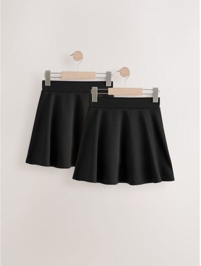 Next - Meisjes - 2 Pack Pull-On Skort met jersey stretchy - Zwart