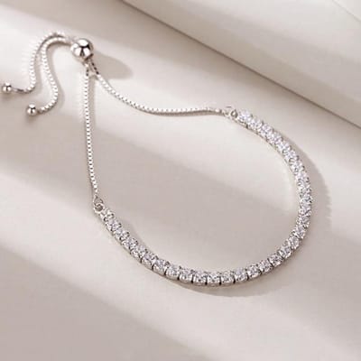 Foxanry Verstelbare 925 Sterling Zilveren Armbanden Voor Vrouwen Feestaccessoires Trendy Elegante Schitterende Zirkonia Bruids Sieraden Cadeaus white