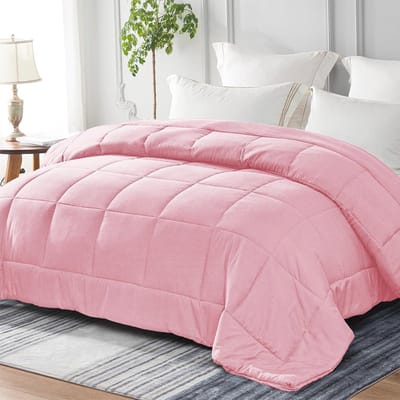 All-season dekbed 220 x 240 cm in roze microvezel, ademend en superzacht