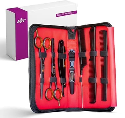Haarknipschaarset met Verdunnen en Knipschaar - Professionele Haarkammenset, Haarclip en Scheermes voor Kappers