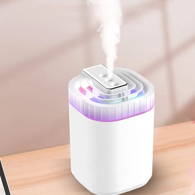 Luchtbevochtiger, aromadiffuser voor binnen, automatische uitschakeling, waterreservoir van 3 liter, met 7-kleurig LED-nachtlampje, USB-aansluiting, geschikt voor yoga in de slaapkamer, wit.