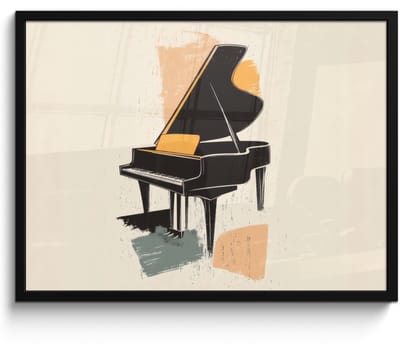 Poster in lijst - Fotolijst 70x50 cm - Posters - Vleugel - Zwart - Abstract - Illustratie - Posterlijst zwart - Decoratie - Wanddecoratie woonkamer - Muurdecoratie slaapkamer