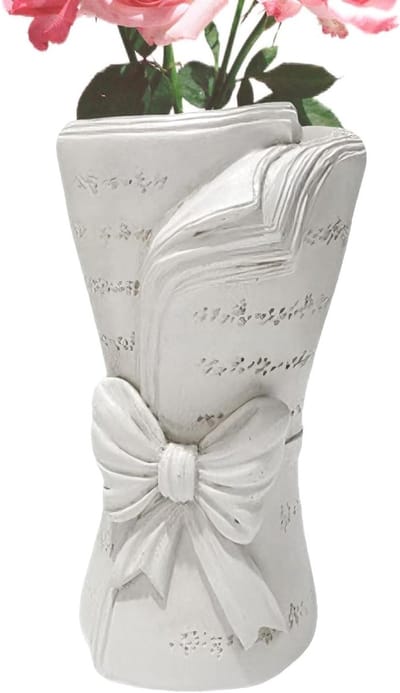 Boekenvaas - Bloemenhouder Decoratieve vaas - Woondecoratie - Boekvormig design - 15 x 8 x 8 cm - Wit