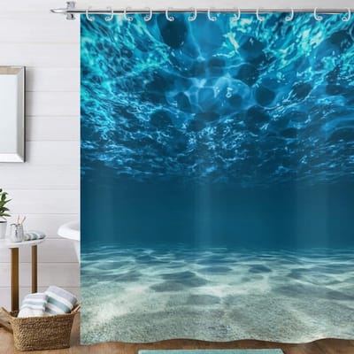 oceaan douchegordijn 180 x 200, Hnmdmyi diepzee onderwater golven heldere zonneschijn tropische natuur landschap badkamer gordijn met haken waterdichte polyester stof wasbare badgordijnen voor natte kamer