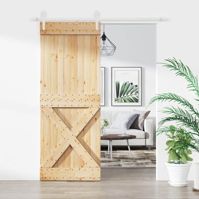 vidaXL - Schuifdeur - 80 - x - 210 - cm - Massief - Pine - Hout - (Onbehandeld)