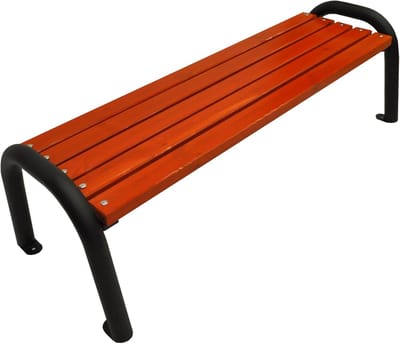 Tuinbank Zonder Rugleuning - Parkbank Hout - Ontspannen Buiten Zitten - Stevige Metalen Frame - 200cm Lengte - Mahonie
