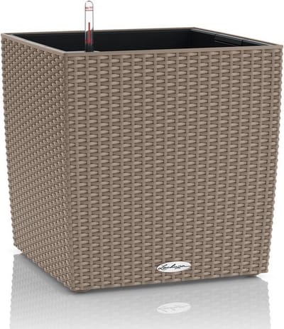 LECHUZA CUBE Cottage 30 - Plantenbak - met uitneembare binnenbak - met bewateringssysteem - ALL-IN-ONE set met LECHUZA-PON - zandbruin