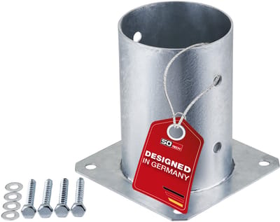 SOTECH opschroefbaar grondanker rond Ø 100 mm, 152 mm hoogte, vuurverzinkt staal, grondpen voor rondhout - ideaal voor tuin of terras