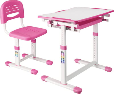 Kinderbureauset Sala kindertafel met 1 stoel roze en wit [en.casa]