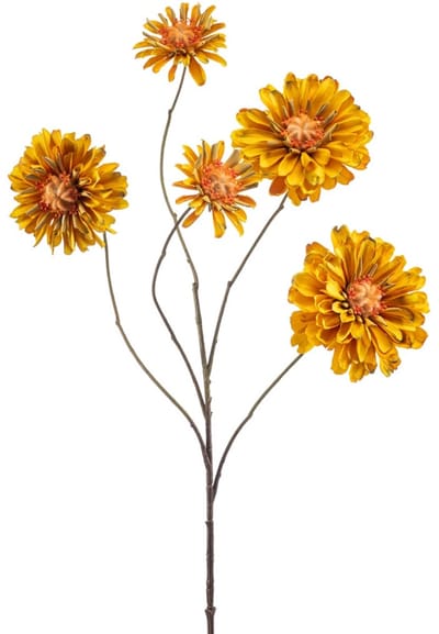 Emerald - Kunstbloem Zinnia 88cm donker geel - Kunstplant voor binnen