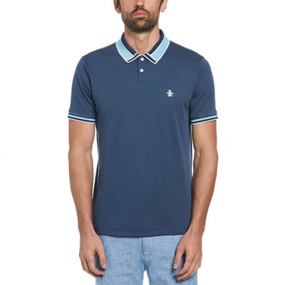 Original Penguin Organic Novelty Collar Korte Mouw Poloshirt Blauw XL Man